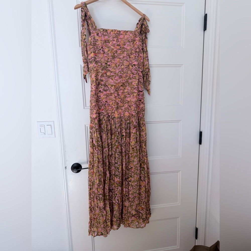 Farm Rio Light Pink Star Fruit Midi Dress NWT